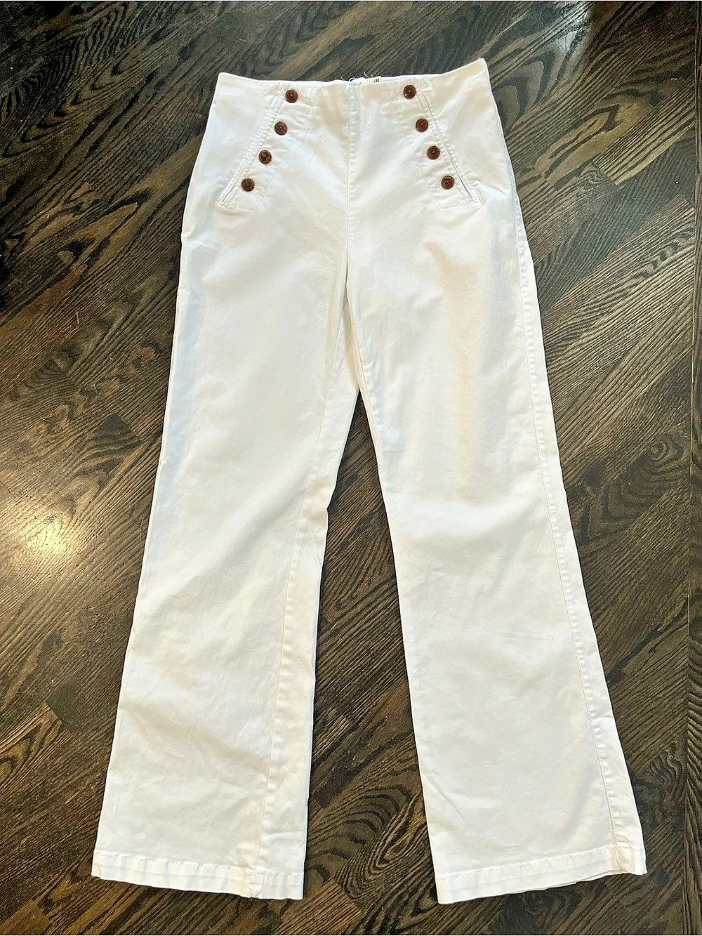 Label of Graded Goods H&M White Denim Bootcut High-Rise Cotton Pants Size 10